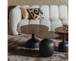 Tower Living bijzettafel Vigo 45x45x43 cm glas zwart