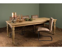 Tower Living Bologna Eettafel Teakhout – Klassieke Poten – Grey Wash – 180x90 cm