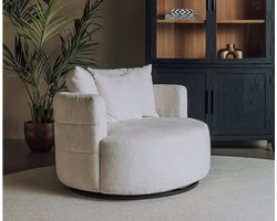 Tower Living Bolza Fauteuil draaibaar - 104x104x84 cm - Loveseat - stof Trenza Ivory