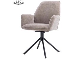 Tower Living Eetkamerstoel Amaro met armleuning draaibaar - stof Nature 120 Beige grey