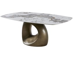 Tower Living Eettafel Castello - Deens Ovaal Off White/Brons Keramiek - 220x120x75cm