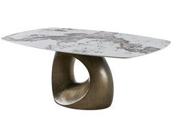 Tower Living Eettafel Castello - Ovaal Wit/Brons Keramiek - 200x120x75cm