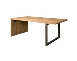 Tower Living Eettafel Lucca Plank - Rechthoek Naturel/Zwart Hout - 200x100x78cm