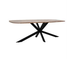 Tower Living Eettafel Silvi Deens ovaal mangohout visgraat 180x100 cm - Naturel