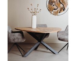 Tower Living Eettafel Trivero - Driehoek Naturel/Zwart Hout - 150x150x78cm