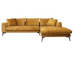 Tower Living Hoekbank Nottingham 2,5-zits velvet 288x170 cm rechts - Geel Oranje