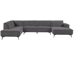 Tower Living - Leeds U-bank: chaise R + ottoman L city - blauw/zwart