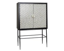 Tower Living Opbergkast Brendola - Wit/Zwart Bone inlay - 100x45x150cm