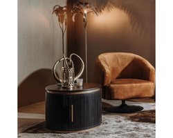 Tower Living Salontafel Rivello - Rond Zwart Hout - Ø60x57cm