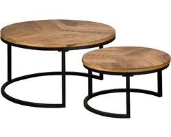 Tower Living salontafel set van 2 Viola nature mangohout