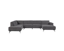 Tower Living U-bank Leeds Chaise R - 2 5 - Ottoman L - City 464 Black Blue