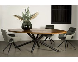 Towerr Living eettafel Selva ovaal 220x100x77 cm bruin mangohout