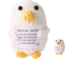 TOYMIS Positieve Gans, Creatieve Emotionele Pluche Positieve Ondersteuning Wol Haak Gans Gebreid Speelgoed Opvrolijkend Cadeau voor Familie Vrienden Kerst Verjaardag Feest Decoratie (Wit)