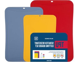 TPU-snijplanken - 3-delige set - krasbestendig - flexibele snijplanken voor keuken - dunne snijplank - BPA-vrij - keukensnijmat - snijmatten - rood blauw geel joseph joseph cutting board