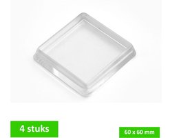TQ4U meubelschotel glijschotel - 60 x 60 mm - Transparant kunststof - Bescherming van tapijt - Inwendige maat 50 x 50 mm - 4 STUKS