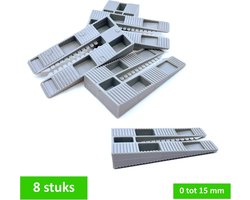 TQ4U meubelwig - Stelwig - Kunststof - 0 tot 15 mm - 43 mm breed - Grijs - 8 stuks