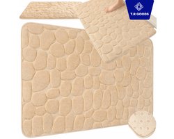 T.R Goods Badmat – Antislip & Sneldrogend – Zacht en Absorberend – 80 x 50 cm – Geschikt voor Douche en Badkamer - Beige / Crème