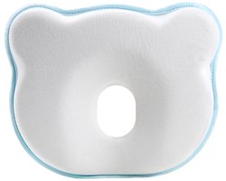 Traagschuim Kussen Voor Baby's, Schattig Zacht Kussen Met Cartoonbeer, Neksteun, Geschikt Voor Baby's Om Op Te Slapen, Ideaal Voor Kleine Jongens En Meisjes, Voorkomt Plat Hoofd Syndroom, Wit