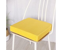 Traagschuim zitkussen voor fauteuil, antislip verhogerkussen, comfortabele stoelbekleding voor binnen en buiten, auto, kantoor, bank, tuin (45 x 45 x 8 cm, geel)