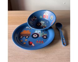 Tractor boerderij kinder servies set (bord, kom, en lepel) - Die Spiegelburg