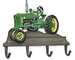 Tractor Kapstok van Gietijzer – Robuuste Groene Tractor Wandhaak met 4 Haken – Vintage Boerderij Decoratie en Stevige Muurhaak
