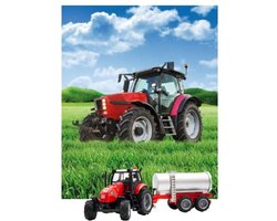 Tractor Traktor Bedsprei 170x210 - 100% polyester - inclusief rode tractor met giertank