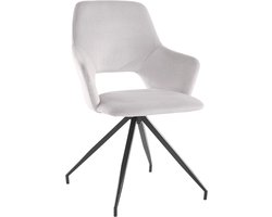 Tracy| Eetkamerstoel met metalen poten in fluweelgrijs lichtgrijs