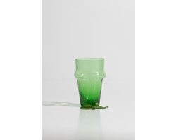 Traditioneel Beldi Glas | Groen | Marokkaanse Gerecycled Glas | Set van 6 | M