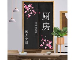 Traditioneel Japans Deurgordijn met Kersenbloesem - Feng Shui Gordijn voor Keuken en Woondecoratie (85x150cm)