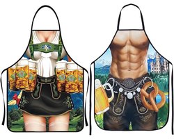 Traditionele Beierse Oktoberfest schorten voor heren en dames, ideaal voor bierfeesten, barbecues en carnaval, 80 x 60 cm, set van 2 stuks