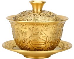 Traditionele Chinese Gaiwan Theeset van 300ml met Schotel en Deksel voor Ceremonies en Feestdecoratie, Perfect voor Theeliefhebbers en Kung Fu Thee