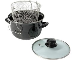 Traditionele friteuse - Friteuse du Nord - Heerlijke snacks maken - Geëmailleerd staal - Ø 26 cm - Zwart