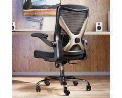 TRALT Ergonomische Bureaustoel – Verstelbare Rugleuning & Lendensteun – Ademend Mesh – 360° Draaibaar – Zwart Goud – Comfortabel voor Langdurig Gebruik – Tot 150 kg