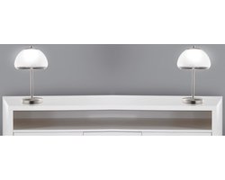 TRANGO 2-pack *TRAPLOOS DIMBAAR* 2017-93T*2 LED bureaulamp in mat nikkel met gesatineerde glazen kap *DALLAS* Tafellamp, nachtkastje & vensterbanklamp incl. 1x 5 watt LED module 3000K warm wit