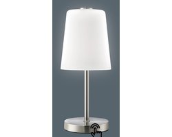 TRANGO 2017-95T traploos dimbaar met TOUCHDIMMER LED bureaulamp in nikkel mat met gesatineerde glazen kap*BOSTON* tafellamp, nachtkastje & vensterbanklamp incl. 1x 5 Watt LED module 3000K warm wit