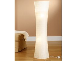 Trango Design LED Rijstpapier Vloerlamp 1229L *SWISS* Rijstpapier Lamp *HANDGEMAAKT* Vloerlamp met witte lampenkap incl. 2x E14 LED lampen, vorm: rond, hoogte: 125cm, woonkamer lamp, vloerlamp