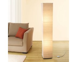 Trango Design LED Vloerlamp 1213L *OSLO* Rijstpapier Lamp *HANDMADE* Vloerlamp met beige lampenkap incl. 2x E14 LED lamp I Vorm: hoekig I Hoogte: ca. 125cm I Woonkamerlamp I Vloerlamp gemaakt van rijstpapier