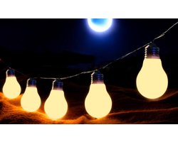 Trango LED Lichtsnoer 3209 – 10x Warm Witte Lampen van echt glas in de vorm van een gloeilamp | 8 m Feestverlichting voor Binnen & Buiten | Sfeerverlichting met voeding