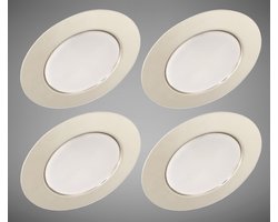 Trango Set van 4 - 12 Volt AC/DC LED meubelinbouwspots G4E-048 inbouwlamp, plafondlamp in nikkelmat ter vervanging van conventionele meubellamp, inbouwspots met MR16, G4, GU5.3 fitting, afzuigkaplamp, kastverlichting, enz.