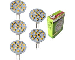 Trango Set van 5 LED lampen G415-2.5*5 G4 fitting voor vervanging G4 MR16 halogeenlamp 12Volt AC/DC - 2.5 Watt 250 lumen 3000K warm wit meubels inbouwspots, kast inbouwspots, plafondlamp