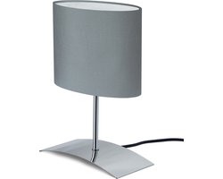 TrangoBedlampje 2018-04G *GREY EAGLE* Tafellamp met grijze stoffen kap incl. 1x E14 fitting voor LED-lampen, vensterbanklamp, bureaulamp, tafellamp, L: 20cm – B: 10cm - H: 30cm