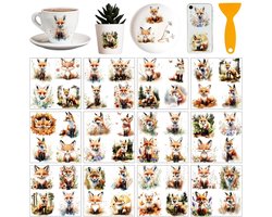 TRANKIELO® - 12 vellen vos wrijven op transferstickers - Waterdicht voor meubels, ramen, vazen en creatieve projecten