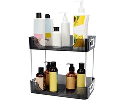 TRANKIELO® - 2-Laags Desktop Opslag Plank Rek – Robuuste Kunststof Organizer voor Keuken, Badkamer en Kantoor – Ruimtebesparende Opbergoplossing voor Specerijen, Cosmetica en Bureau-accessoires