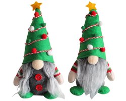 TRANKIELO® - 2 Stuks Kerstkabouter Decoratie – Pluche Kerstpoppen voor Warmte en Vreugde in Huis