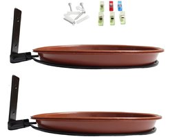 TRANKIELO® – 2 Stuks Vogelvoederhuisjes Winterbestendig – Vogelvoeder Balkon Railing – Staande Vogelvoeder met Muurbeugel – Rond Ontwerp voor Tuin, Gazon, Balkon