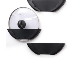 TRANKIELO® - 3 Stuks Plastic Pot Deksel Houder Rekken - Voor Deksels van 15-32 cm - Zelfklevende Keuken Organizer