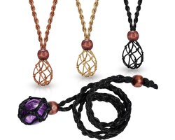 TRANKIELO® - 3 Stuks Verstelbare Ketting Koord Lege Steen Houder - Hoogwaardig Waxtouw, Perfect voor Sieradenmaken