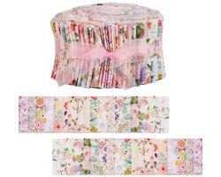 TRANKIELO® - 40 quiltstrips met bloemenpatroon - Katoenen jelly roll stoffen 6,5 cm voor patchwork en DIY-projecten