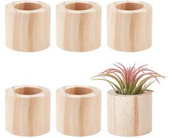 TRANKIELO® - 6 stuks luchtplantenhouders – Houten tillandsia-houders voor decoratie en thuiskantoor