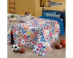 TRANKIELO® - Bedsprei voor eenpersoonsbed - multi blauw - 170x210 cm - Zacht en gewatteerd